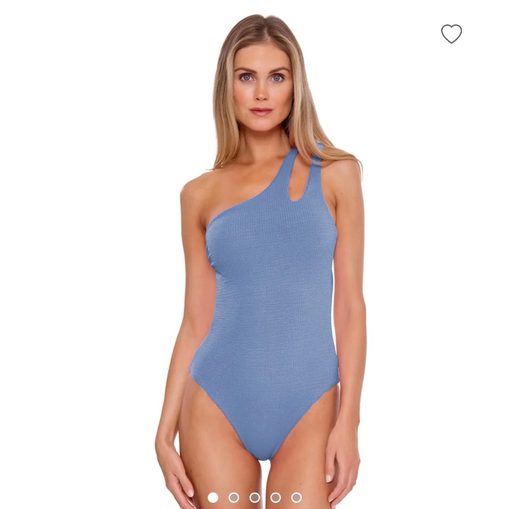 NEW Pucker Up One-Shoulder One-Piece Swimsuit Blue Mist size large